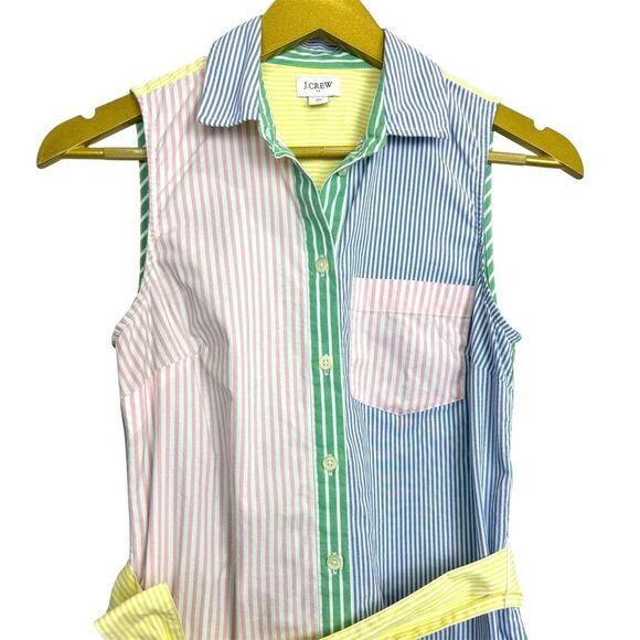 J. Crew Womens Rainbow Stripe Shirt Dress Size 0 Sleeveless Button Up Preppy - Picture 4 of 8